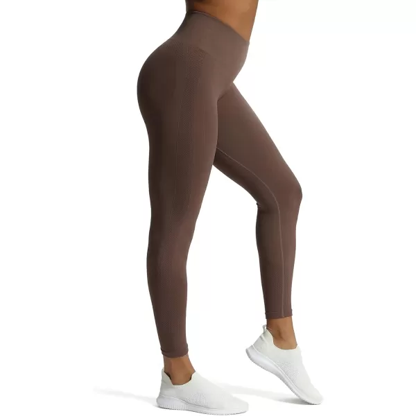 Aoxjox Workout Seamless Leggings for Women High Waisted Fitness Yoga Contour Sculpt LeggingsFudge Coffee