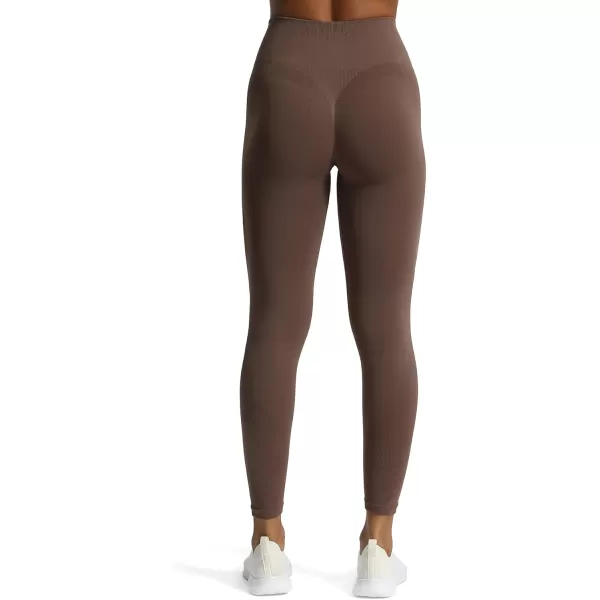 Aoxjox Workout Seamless Leggings for Women High Waisted Fitness Yoga Contour Sculpt LeggingsFudge Coffee