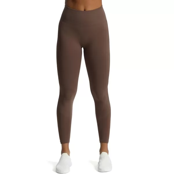 Aoxjox Workout Seamless Leggings for Women High Waisted Fitness Yoga Contour Sculpt LeggingsFudge Coffee