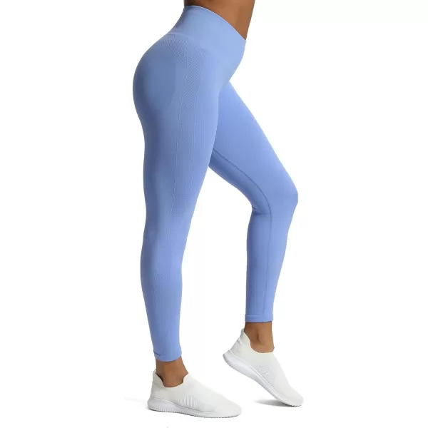 Aoxjox Workout Seamless Leggings for Women High Waisted Fitness Yoga Contour Sculpt LeggingsPersian Blue