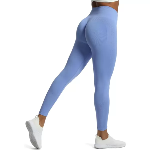 Aoxjox Workout Seamless Leggings for Women High Waisted Fitness Yoga Contour Sculpt LeggingsPersian Blue