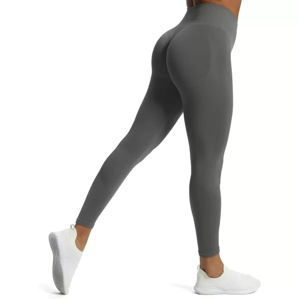 Aoxjox Workout Seamless Leggings for Women High Waisted Fitness Yoga Contour Sculpt LeggingsShadow Grey