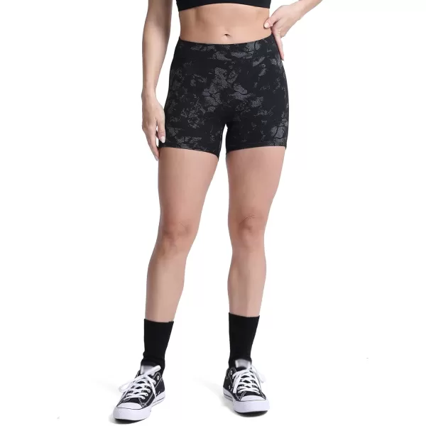 Aoxjox Workout Shorts for Women Biker Butt Lifting High Waisted Exercise Athletic Gym Running Yoga Shorts 45quotBlack Camo Print