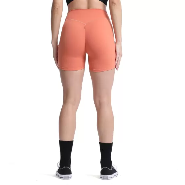 Aoxjox Workout Shorts for Women Biker Butt Lifting High Waisted Exercise Athletic Gym Running Yoga Shorts 45quotEarth Orange