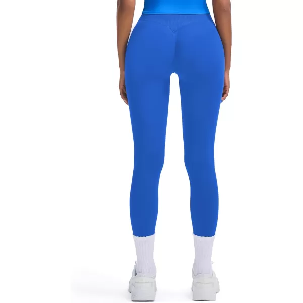 Womens Impact Seamless Workout Leggings Hidden Scrunch Butt Lifting Low Waist Yoga Pants 26quotElectric Blue Run Small  Size Up