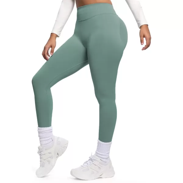 Womens Impact Seamless Workout Leggings Hidden Scrunch Butt Lifting Low Waist Yoga Pants 26quotPistachio Run Small  Size Up