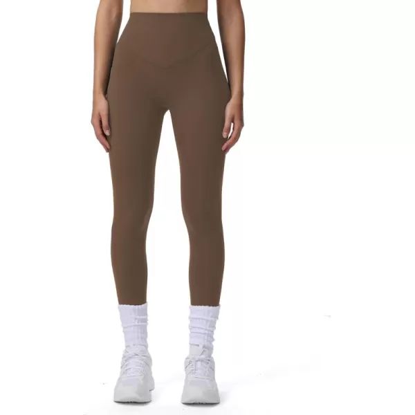 Aoxjox High Waisted Workout Breeze Leggings for Women Tummy Control Buttery Soft Yoga PantsFudge Coffee Size Down If in Between