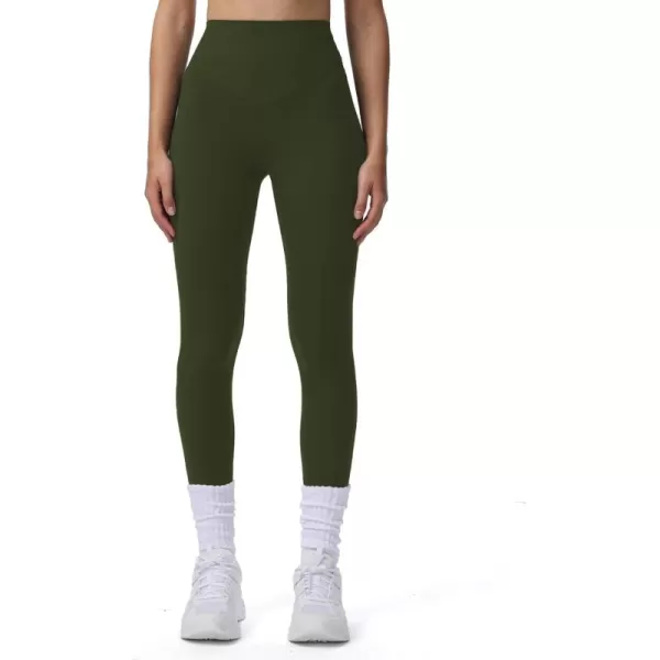 Aoxjox High Waisted Workout Breeze Leggings for Women Tummy Control Buttery Soft Yoga PantsOlive Green Size Down If in Between