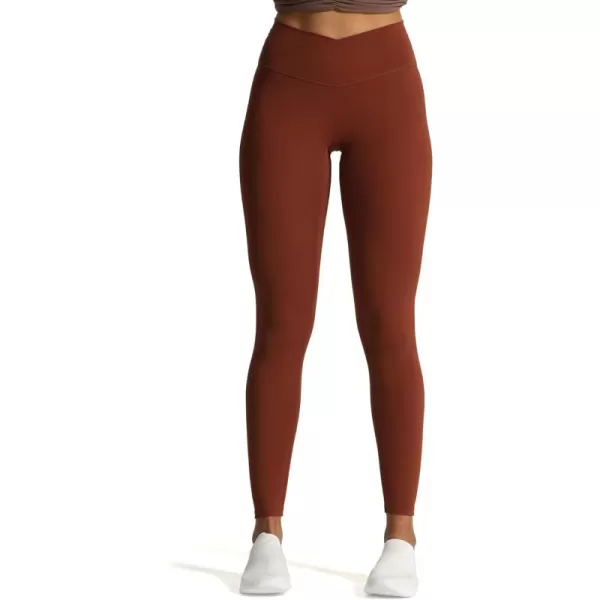 Aoxjox High Waisted Workout Leggings for Women CrossWaist Crossover Tummy Control Trinity Buttery Soft Yoga Pants 26quotCherry Mahogany