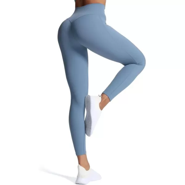 Aoxjox High Waisted Workout Leggings for Women GEO Compression Tummy Control Gym Buttery Soft Yoga Pants 27quotSteel Blue