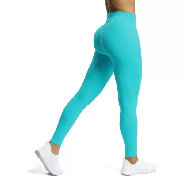 Aoxjox High Waisted Workout Leggings for Women Scrunch Tummy Control Luna Buttery Soft Yoga Pants 26quotCascade Blue