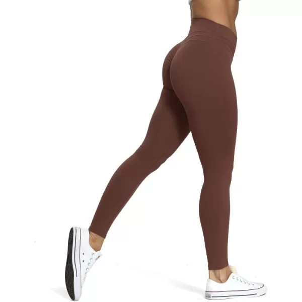 Aoxjox High Waisted Workout Leggings for Women Scrunch Tummy Control Luna Buttery Soft Yoga Pants 26quotDark Brown