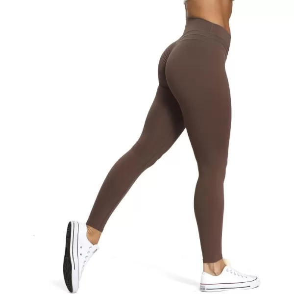 Aoxjox High Waisted Workout Leggings for Women Scrunch Tummy Control Luna Buttery Soft Yoga Pants 26quotFudge Coffee