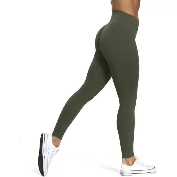 Aoxjox High Waisted Workout Leggings for Women Scrunch Tummy Control Luna Buttery Soft Yoga Pants 26quotOlive Green