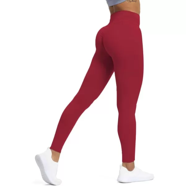 Aoxjox High Waisted Workout Leggings for Women Scrunch Tummy Control Luna Buttery Soft Yoga Pants 26quotRumba Red