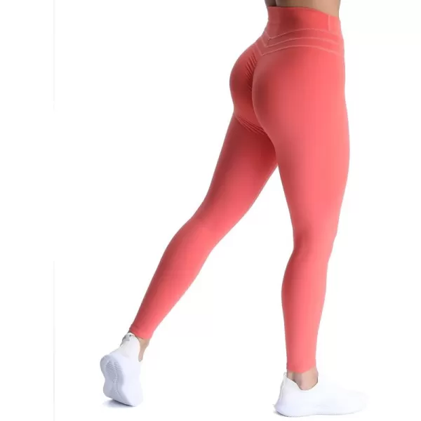 Aoxjox High Waisted Workout Leggings for Women Scrunch Tummy Control Luna Buttery Soft Yoga Pants 26quotSpiced Coral