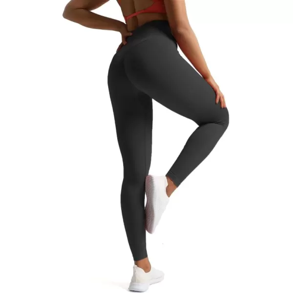 Aoxjox High Waisted Workout Leggings for Women Tummy Control Buttery Soft Yoga Metamorph Deep V Pants 26quotBlack Marl