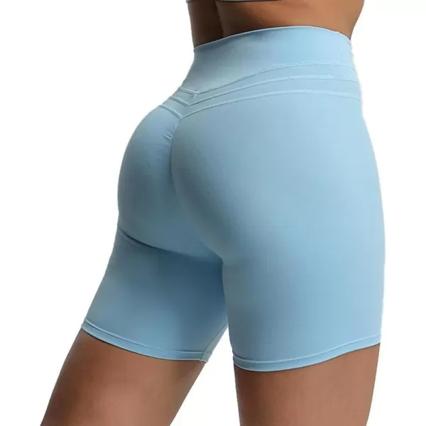 Aoxjox High Waisted Workout Shorts for Women Scrunch Tummy Control Luna Buttery Soft Yoga Shorts 6quotAiry Blue