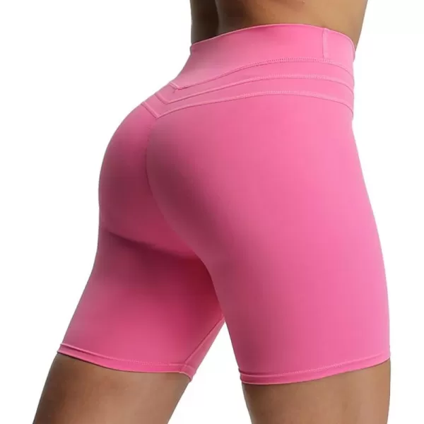 Aoxjox High Waisted Workout Shorts for Women Scrunch Tummy Control Luna Buttery Soft Yoga Shorts 6quotAzalea Pink