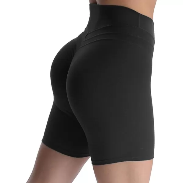 Aoxjox High Waisted Workout Shorts for Women Scrunch Tummy Control Luna Buttery Soft Yoga Shorts 6quotBlack