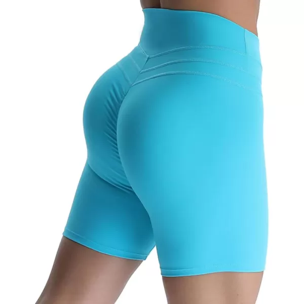 Aoxjox High Waisted Workout Shorts for Women Scrunch Tummy Control Luna Buttery Soft Yoga Shorts 6quotCascade Blue