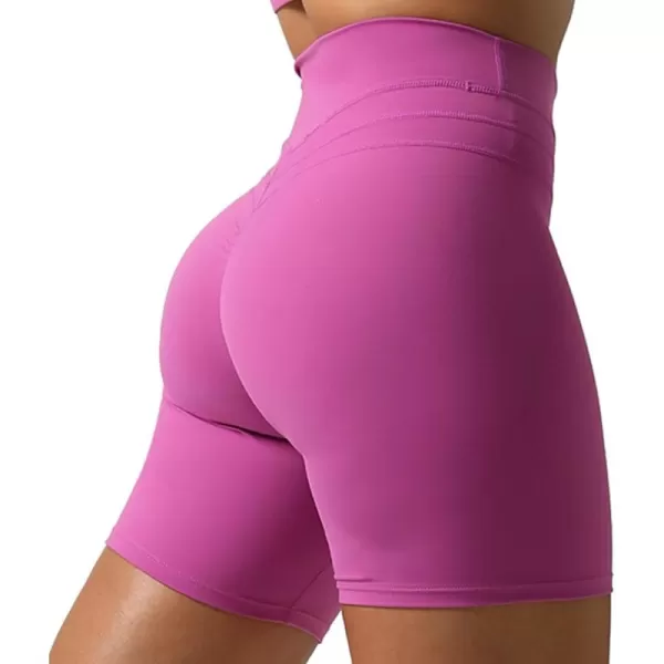 Aoxjox High Waisted Workout Shorts for Women Scrunch Tummy Control Luna Buttery Soft Yoga Shorts 6quotCattleya Purple