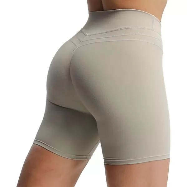 Aoxjox High Waisted Workout Shorts for Women Scrunch Tummy Control Luna Buttery Soft Yoga Shorts 6quotMink