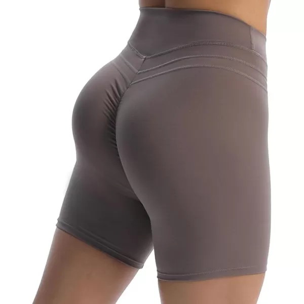 Aoxjox High Waisted Workout Shorts for Women Scrunch Tummy Control Luna Buttery Soft Yoga Shorts 6quotPlum Truffle