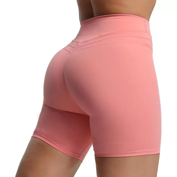 Aoxjox High Waisted Workout Shorts for Women Scrunch Tummy Control Luna Buttery Soft Yoga Shorts 6quotSalmon Rose