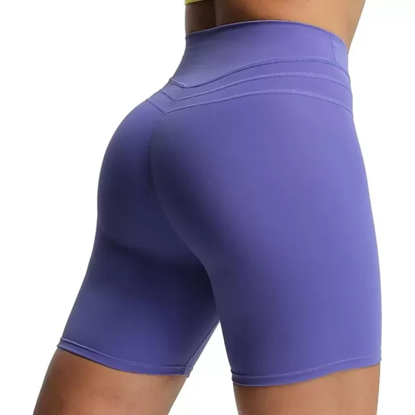 Aoxjox High Waisted Workout Shorts for Women Scrunch Tummy Control Luna Buttery Soft Yoga Shorts 6quotViolet