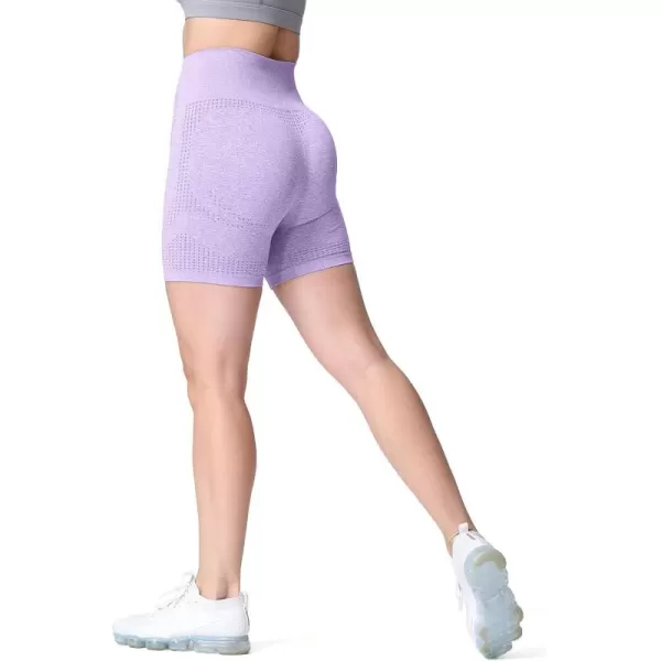 Aoxjox Vital Seamless Biker Shorts for Women High Waist Workout Shorts Booty Running Yoga Shorts 5quotA Lilac Marl