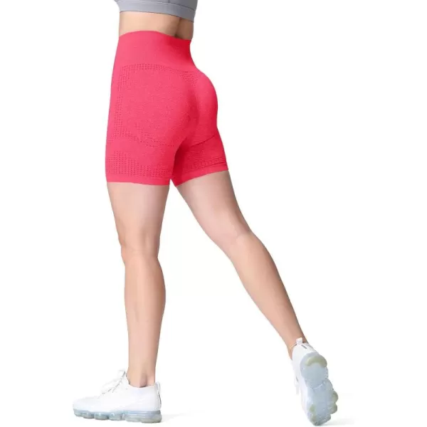 Aoxjox Vital Seamless Biker Shorts for Women High Waist Workout Shorts Booty Running Yoga Shorts 5quotA Rose Red Marl