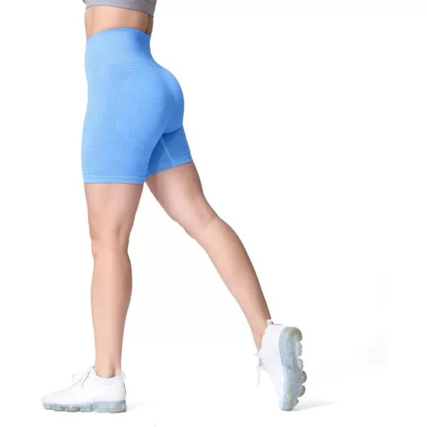 Aoxjox Vital Seamless Biker Shorts for Women High Waist Workout Shorts Booty Running Yoga Shorts 5quotVital New Sky Blue Marl