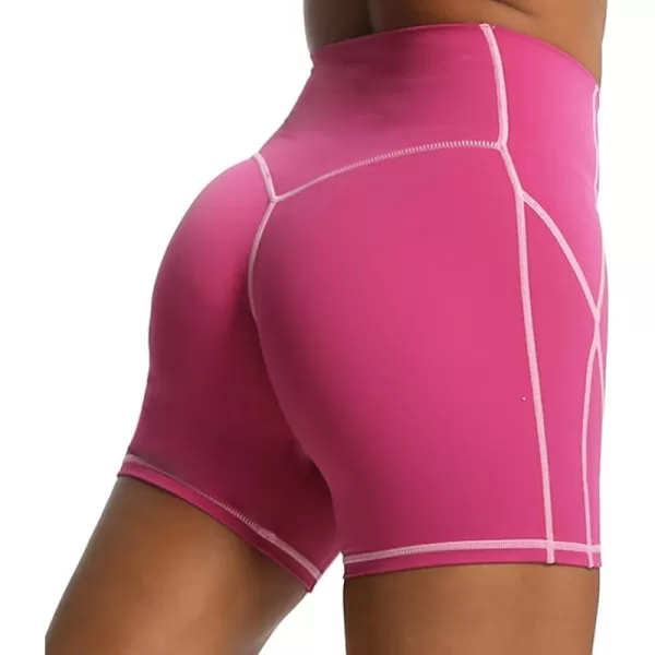 Aoxjox Workout Biker Shorts for Women Tummy Control High Waisted Exercise Gym Yoga Lined Shorts 6quotBaton Red Mauve