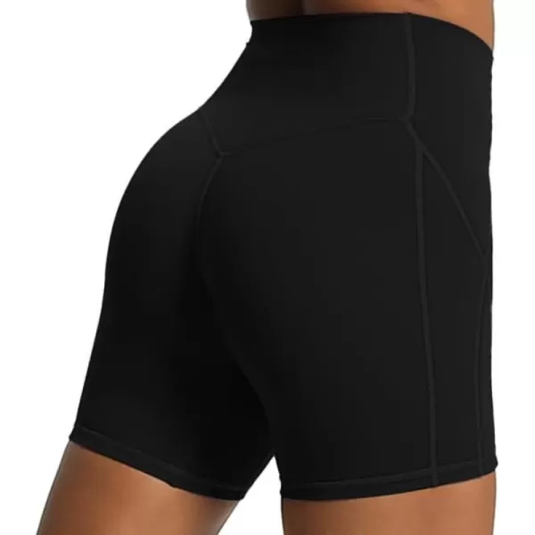 Aoxjox Workout Biker Shorts for Women Tummy Control High Waisted Exercise Gym Yoga Lined Shorts 6quotBlack