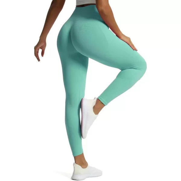 Aoxjox Workout Seamless Leggings for Women High Waisted Fitness Yoga Contour Sculpt LeggingsBlue Turquoise