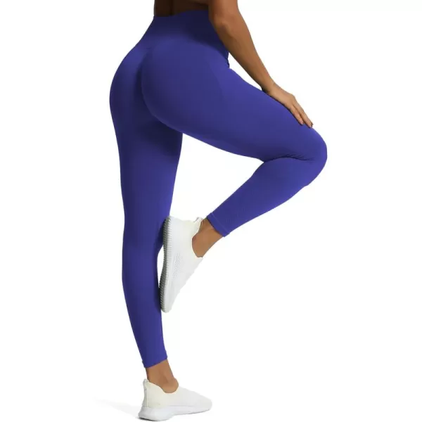 Aoxjox Workout Seamless Leggings for Women High Waisted Fitness Yoga Contour Sculpt LeggingsBluing