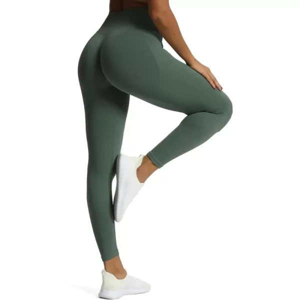 Aoxjox Workout Seamless Leggings for Women High Waisted Fitness Yoga Contour Sculpt LeggingsDark Forest