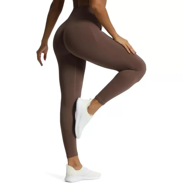 Aoxjox Workout Seamless Leggings for Women High Waisted Fitness Yoga Contour Sculpt LeggingsFudge Coffee