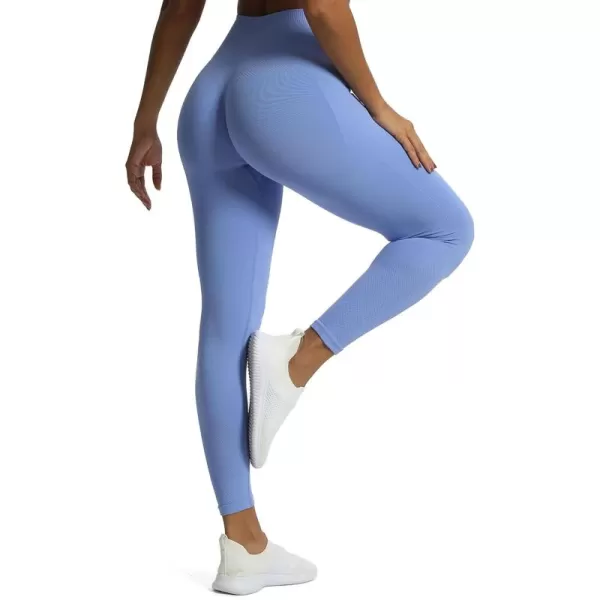 Aoxjox Workout Seamless Leggings for Women High Waisted Fitness Yoga Contour Sculpt LeggingsPersian Blue