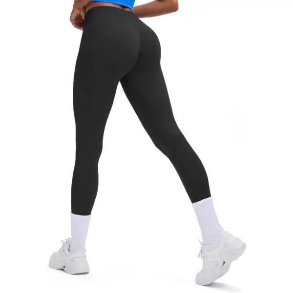 Womens Impact Seamless Workout Leggings Hidden Scrunch Butt Lifting Low Waist Yoga Pants 26quotBlack Run Small  Size Up