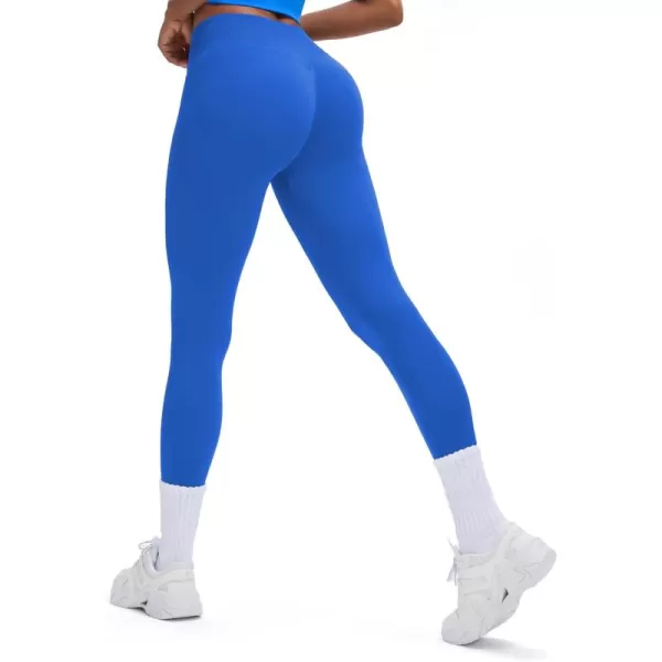 Womens Impact Seamless Workout Leggings Hidden Scrunch Butt Lifting Low Waist Yoga Pants 26quotElectric Blue Run Small  Size Up