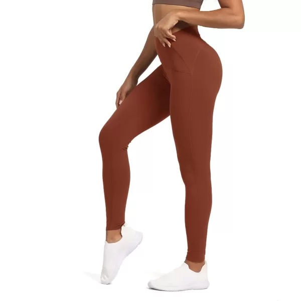Aoxjox High Waisted Workout Leggings for Women Tummy Control High Rise Scrunch Buttery Soft Scarlett Yoga Pants 27quotCherry Mahogany