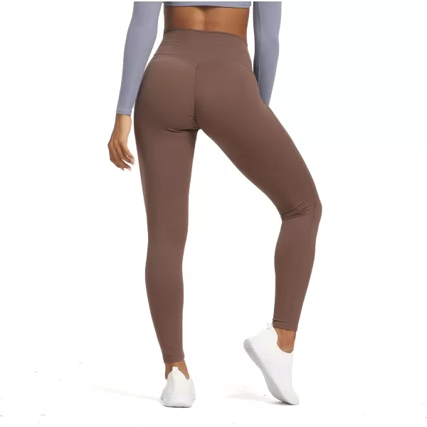Aoxjox High Waisted Workout Leggings for Women Tummy Control High Rise Scrunch Buttery Soft Scarlett Yoga Pants 27quotFudge Coffee