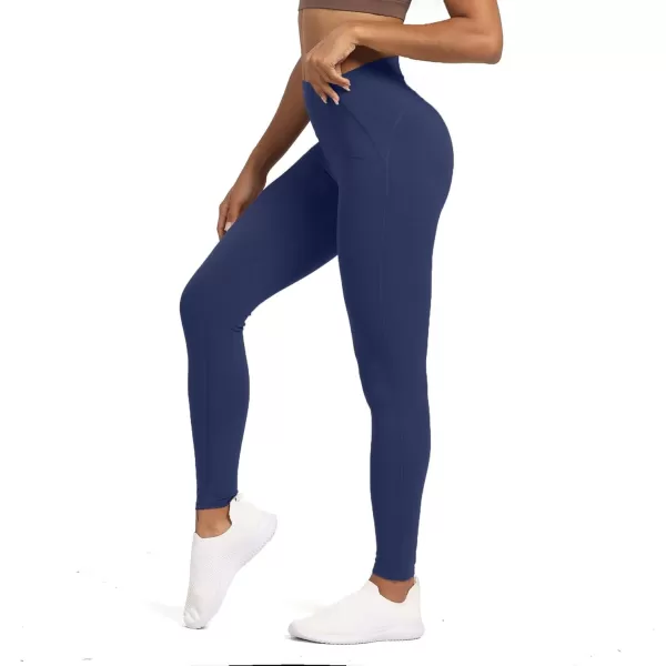 Aoxjox High Waisted Workout Leggings for Women Tummy Control High Rise Scrunch Buttery Soft Scarlett Yoga Pants 27quotNavy