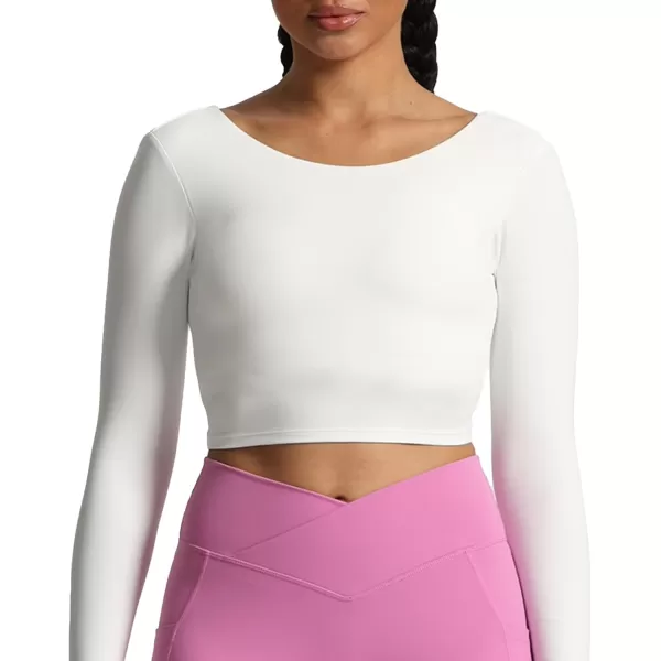 Aoxjox Long Sleeve Crop Tops for Women Emma Twist Back Workout Crop T Shirt TopWhite
