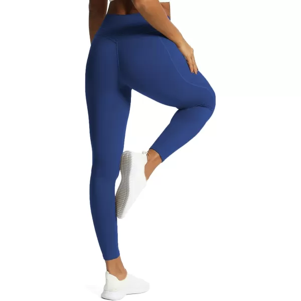 Aoxjox Trinity High Waisted Yoga Pants with Pockets for Women Tummy Control CrossWaist Crossover Workout Leggings 26A Bellwether Blue Vwaistband