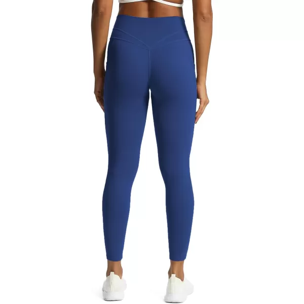 Aoxjox Trinity High Waisted Yoga Pants with Pockets for Women Tummy Control CrossWaist Crossover Workout Leggings 26A Bellwether Blue Vwaistband