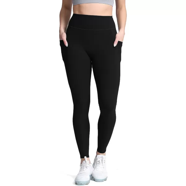 Aoxjox Trinity High Waisted Yoga Pants with Pockets for Women Tummy Control CrossWaist Crossover Workout Leggings 26B Black Regular Waistband