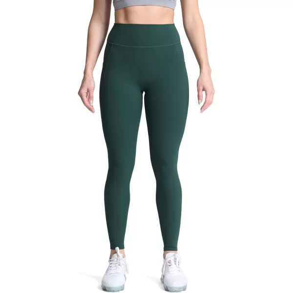 Aoxjox Trinity High Waisted Yoga Pants with Pockets for Women Tummy Control CrossWaist Crossover Workout Leggings 26B Storm Green Regular Waistband